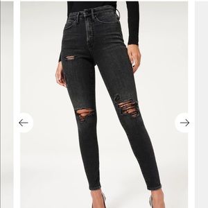 Good American Good Waist Black Ripped Jeans